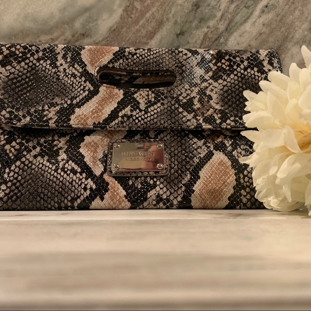 Nine West snakeskin clutch reptile
